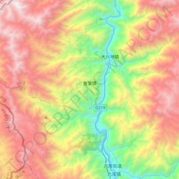 Carte topographique 鲁掌镇, altitude, relief