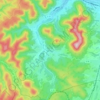 Carte topographique Taintrux, altitude, relief