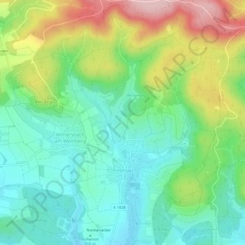 Carte topographique Rietenau, altitude, relief