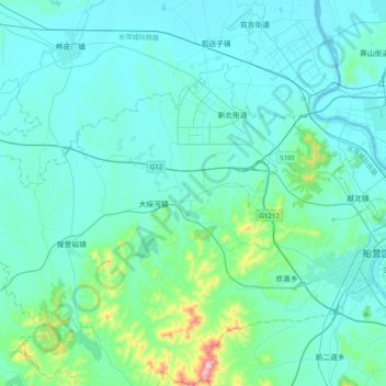 Carte topographique 吉林高新技术产业开发区, altitude, relief