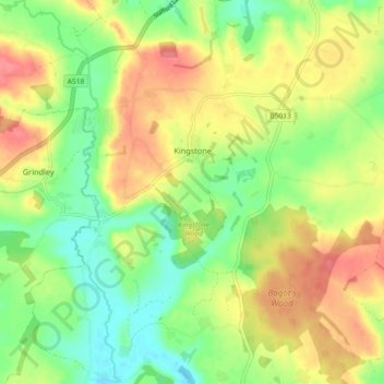 Carte topographique Kingstone, altitude, relief