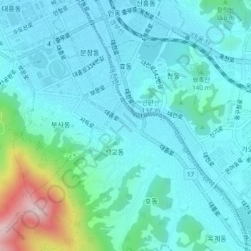 Carte topographique Hyo-dong, altitude, relief
