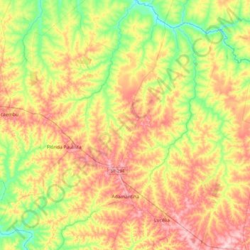 Carte topographique Adamantina, altitude, relief