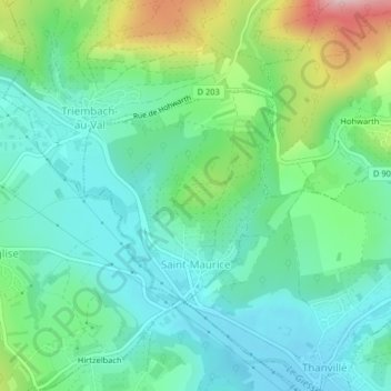 Carte topographique Saint-Maurice, altitude, relief
