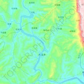 Carte topographique 大溪乡, altitude, relief