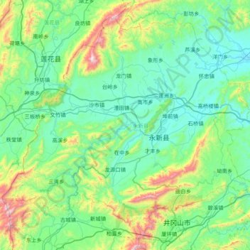 Carte topographique 永新县, altitude, relief