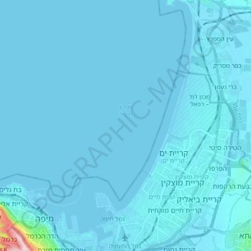 Carte topographique Haifa Bay, altitude, relief