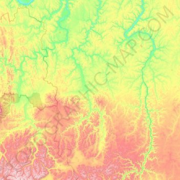 Carte topographique Тянский национальный наслег, altitude, relief