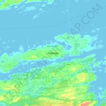 Carte topographique Dolmøya, altitude, relief