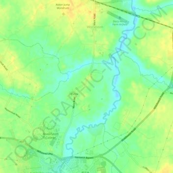 Carte topographique Worleston, altitude, relief