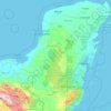 Carte topographique Péninsule du Yucatán, altitude, relief