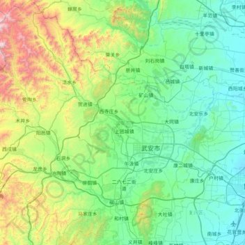 Carte topographique 武安市, altitude, relief