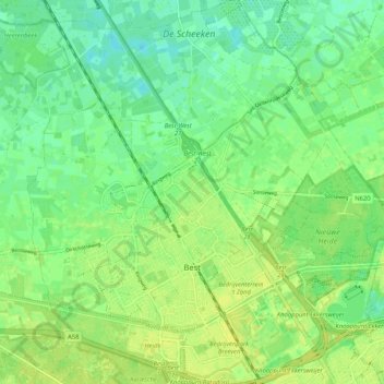 Carte topographique Best, altitude, relief