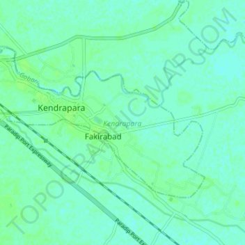 Carte topographique Kendrapara, altitude, relief