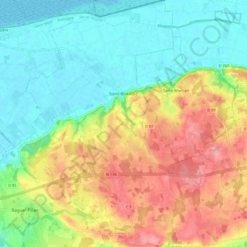 Carte topographique Saint-Broladre, altitude, relief