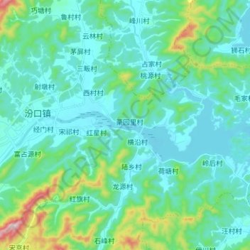 Carte topographique 新安江水库, altitude, relief