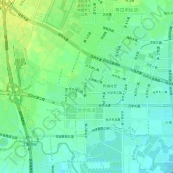 Carte topographique 蔡桥街道, altitude, relief