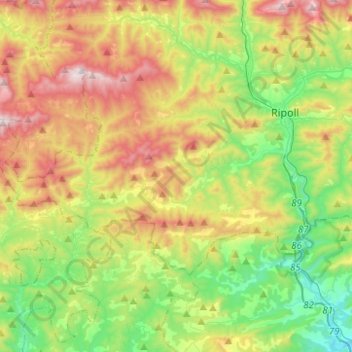 Carte topographique les Llosses, altitude, relief