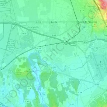 Carte topographique Grans, altitude, relief
