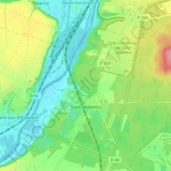 Carte topographique Saint-Maximin, altitude, relief