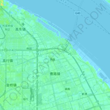 Carte topographique 曹路镇, altitude, relief