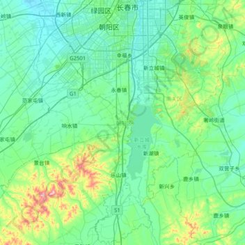 Carte topographique 朝阳区, altitude, relief