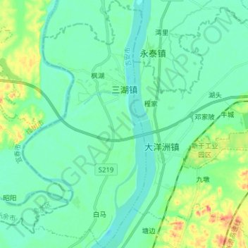 Carte topographique 三湖镇, altitude, relief