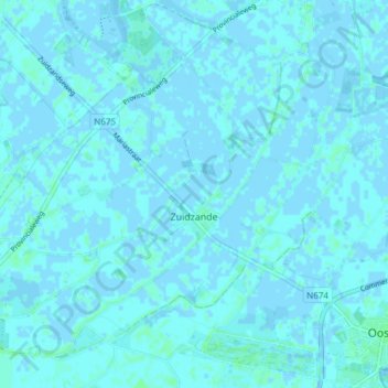 Carte topographique Zuidzande, altitude, relief