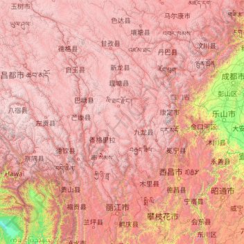 Carte topographique 金沙江 - Jīnshā Jiāng, altitude, relief
