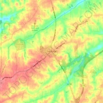 Carte topographique Oak Ridge, altitude, relief