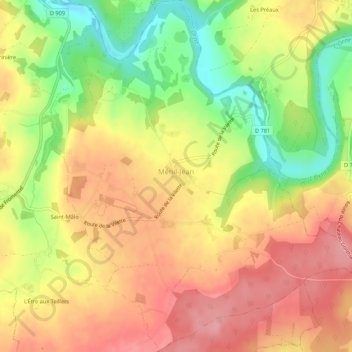 Carte topographique Ménil-Jean, altitude, relief