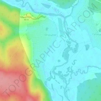 Carte topographique Огурцово, altitude, relief