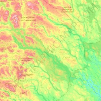 Carte topographique Storumans kommun, altitude, relief