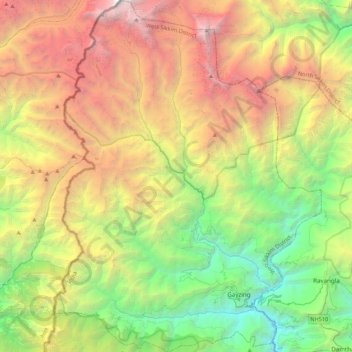 Carte topographique Gyalshing, altitude, relief