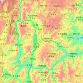 Carte topographique 永胜县, altitude, relief