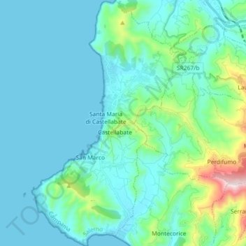 Carte topographique Castellabate, altitude, relief