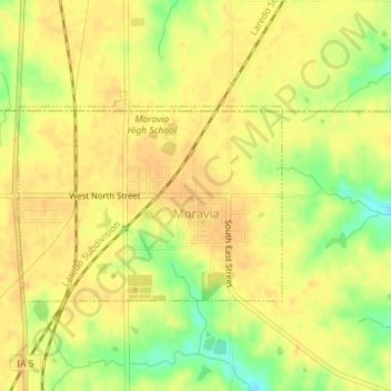 Carte topographique Moravia, altitude, relief