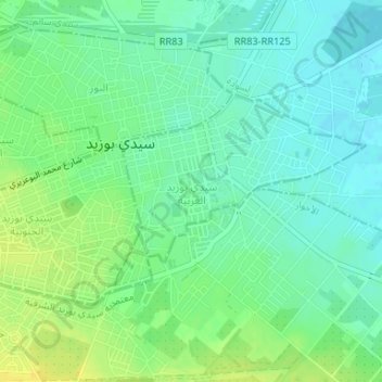 Carte topographique Sidi Bouzid Ouest, altitude, relief