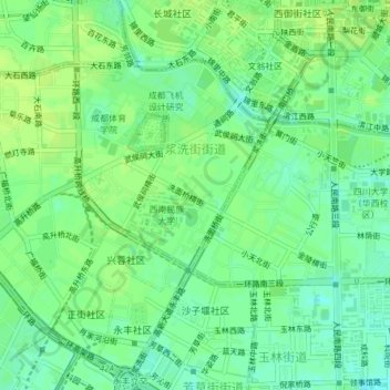 Carte topographique 浆洗街街道, altitude, relief