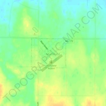 Carte topographique Mansfield, altitude, relief