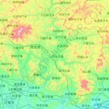 Carte topographique 青龙满族自治县, altitude, relief