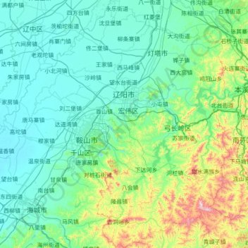 Carte topographique Liaoyang City, altitude, relief