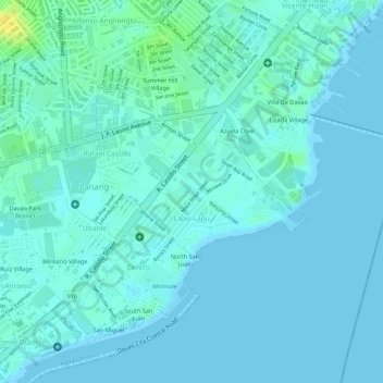 Carte topographique Lapu-Lapu, altitude, relief