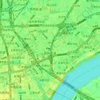 Carte topographique 彭埠街道, altitude, relief