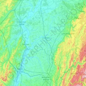Carte topographique Bresse, altitude, relief