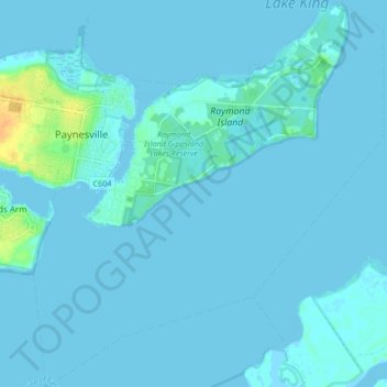 Carte topographique Raymond Island, altitude, relief