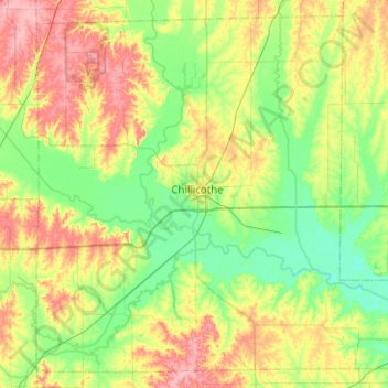 Carte topographique Livingston County, altitude, relief