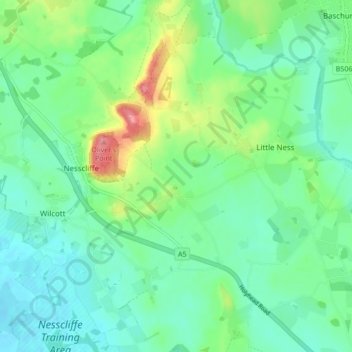 Carte topographique Great Ness, altitude, relief