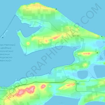 Carte topographique Таманский залив, altitude, relief