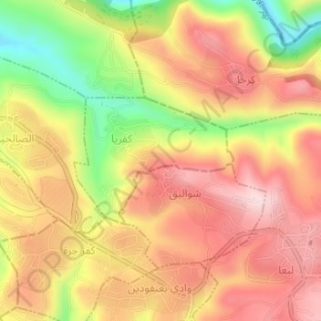 Carte topographique Kefraya, altitude, relief